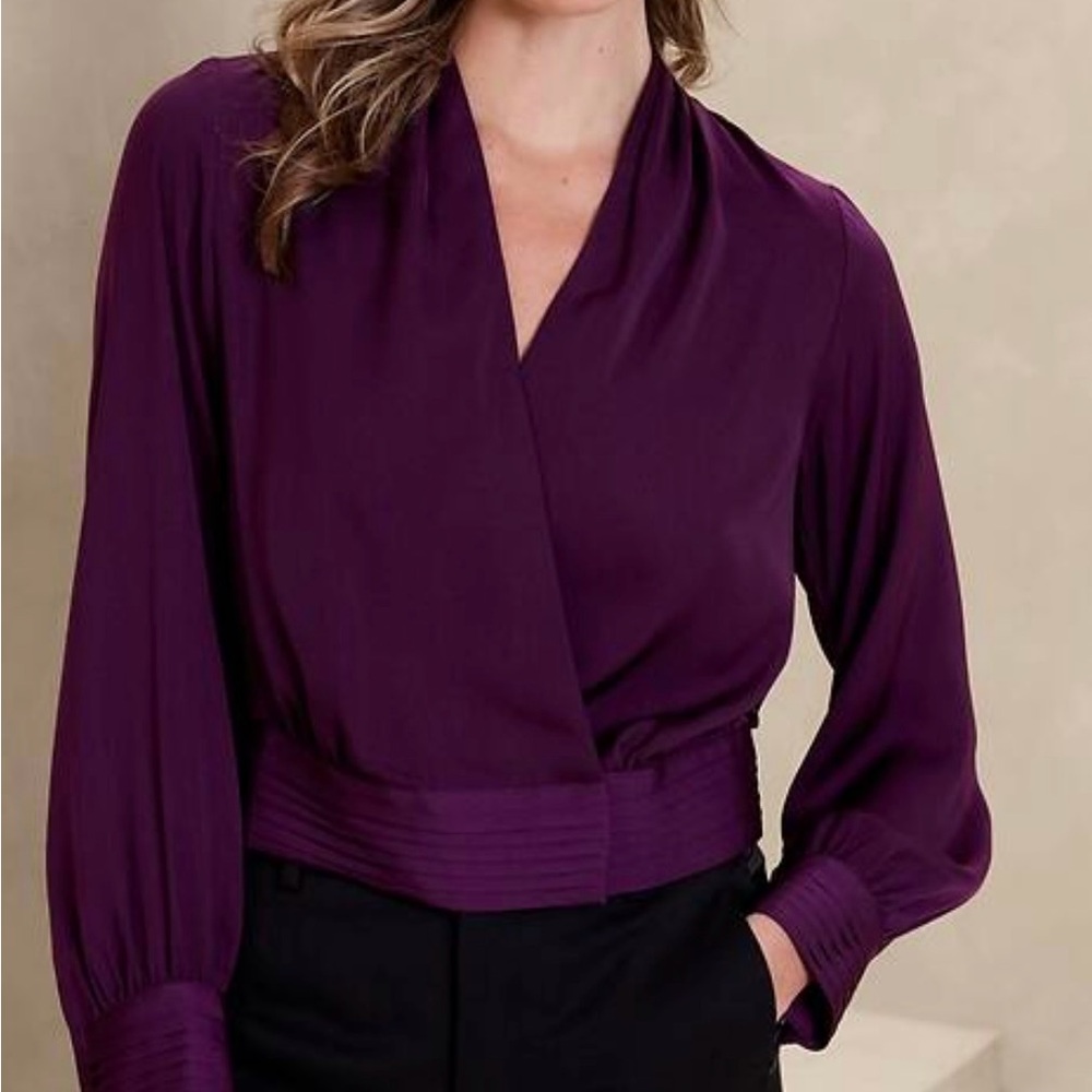 Banana Republic pleated wrap blouse